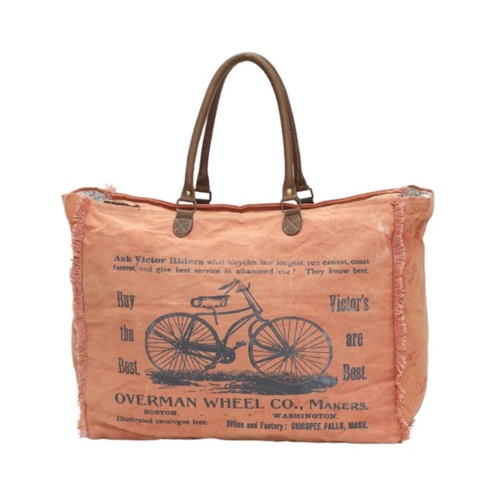 Vintage Canvas and leather Bicycle Weekender Bag